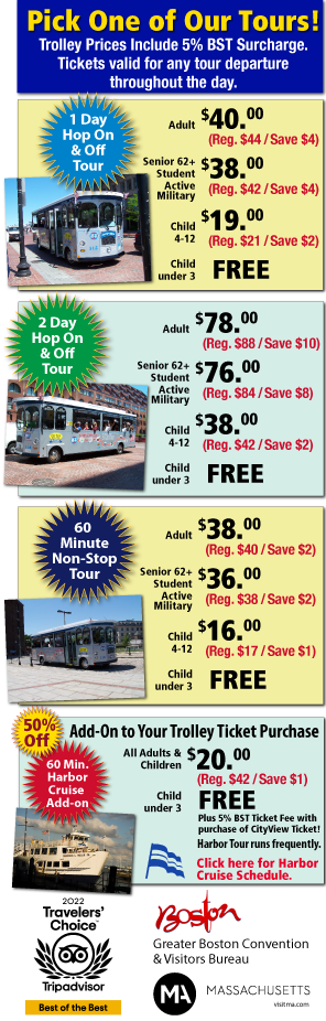 CityView Trolley Tours, trolley tour options, hop on hop off, boston MA, trolley tours