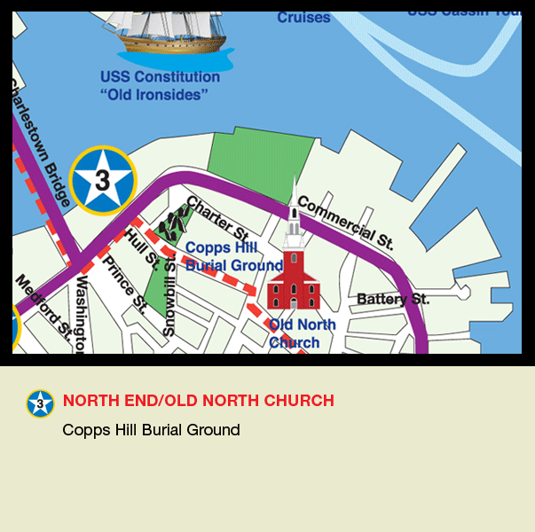 north end, old north church, copps hill burial ground